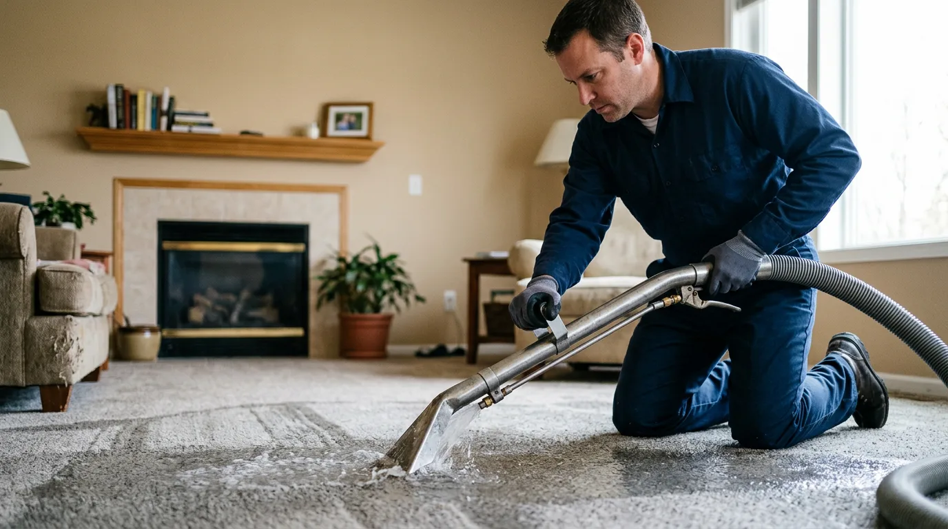 Water damage restoration technician working near Jena, LA